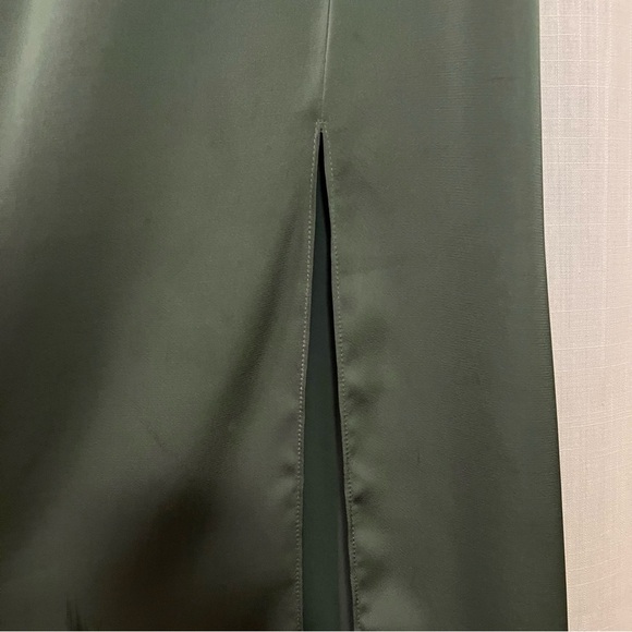 Azazie Linia Eucalyptus Mermaid Pleated Stretch Satin Dress Evening Gown Size 14 - Picture 14 of 14